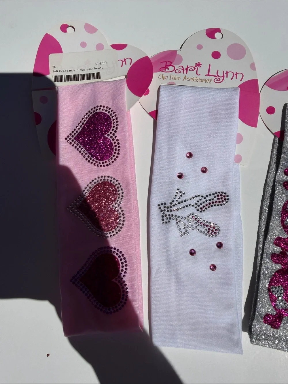Pink and Silver Girls Headbands - Sparkle Heart & Bow Styles